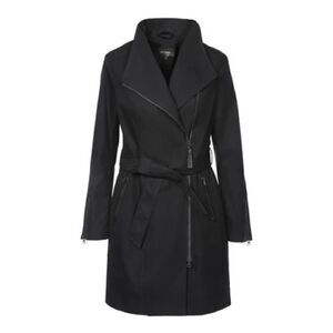 Mackage Estella Black Belted Contrast Zip Trench Coat Sz XS HOST PICK
